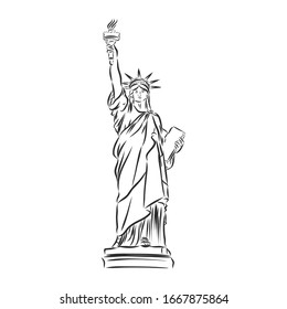Statue Liberty in New York  vector sketch illustration 