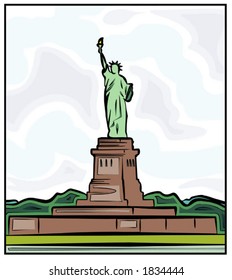 Statue of Liberty in New York. Vector Illustration