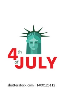 Statue of liberty, NYC, USA symbol, USA flag, 4th of July, Independence day vector illustration.