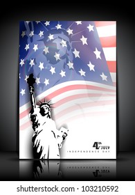 Statue of liberty on American flag  background for 4th July American Independence Day and other events. Vector illustration. EPS 10.