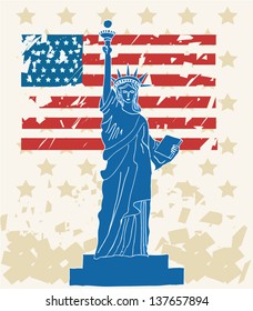 Statue of Liberty on biege background.