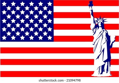 Statue of Liberty on the flag USA