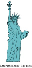 Statue of liberty on white background.