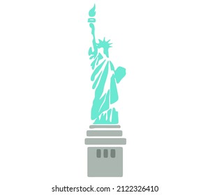 Statue Of Liberty On White Background.
Vector Flat Drawing, EPS 10.