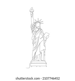 Statue Liberty one line drawing illustration  USA New York city  Isolated vector icon  EPS10
