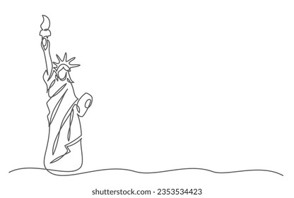 Statue of liberty One line drawing isolated on white background