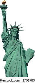 Statue of liberty, one of the seven wonders of the world, realistic vector design.