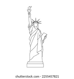 Statue Liberty outline icon  New York City line logo symbol  USA landmark  Vector illustration 