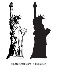 Statue Of Liberty  outline and silhouette vector