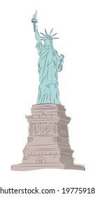 Statue Of Liberty outline and sketch vector