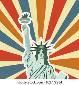 statue of liberty over vintage background. vector illustration