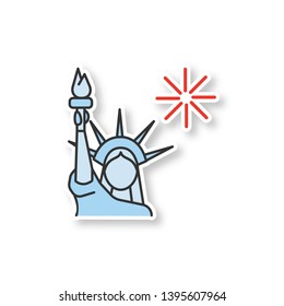 The Statue of Liberty patch. Independence Day. July 4th. Color sticker. Vector isolated illustration