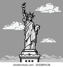 Statue of Liberty. Pixel art illustration. black and white illustration