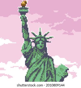 Statue of Liberty. Pixel art illustration