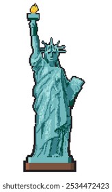 Estátua da Liberdade ilustração pixel art patrimônio mundial atração turística vetor dados