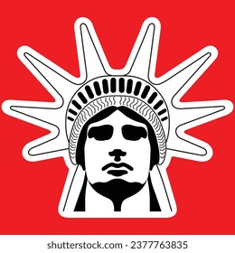 Statue of liberty portrait over red background