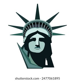Statue of Liberty, Presentation. USA Independence Day. Portrait of the Statue of Liberty. Green design, USA holiday. National symbol of America New York, banner, flyer advertising. Vector illustration
