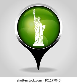 Statue Liberty, Realistic interface button with the tourist sign. File is saved in AI10 EPS version. This illustration contains a transparency