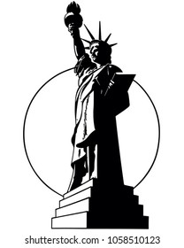 Statue Of Liberty - Retro Clip Art Illustration