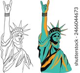 Statue of Liberty rock hand Vector silhouette, 4th of July