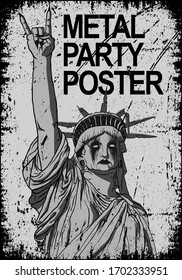 Statue of liberty. Rock poster vector design.