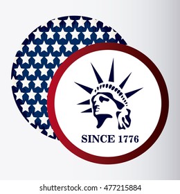 statue of liberty seal stamp usa flag landmark patriotic united states of america icon. Colorful design. Vector illustration