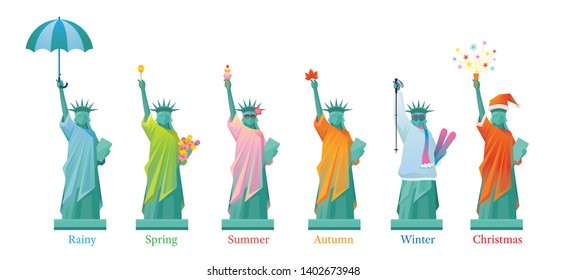 Statue of Liberty in Season, United States of America, USA, Landmarks, Travel and Tourist Attraction