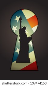Statue of Liberty seen through a key hole