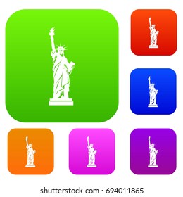 Statue of liberty set icon in different colors isolated vector illustration. Premium collection