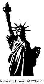 Statue of Liberty Silhouette: American Landmark, Symbol of Freedom, Flat Vector Illustration