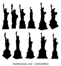 The Statue of Liberty silhouette set, national attribute and symbol. Vector