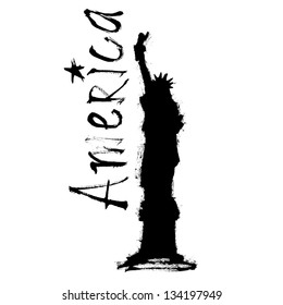 Statue of liberty. Silhouette. Vector.