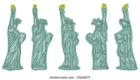 Statue of Liberty sketches at different view angles