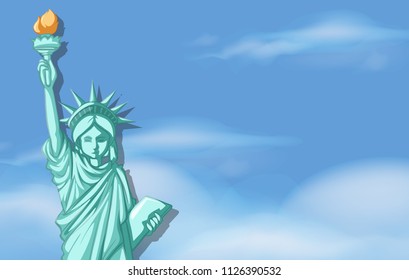 Statue of liberty with sky background illustration