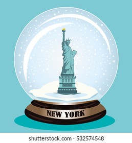 The Statue Of Liberty Snow Globe. Flat Style Vector Illustration.