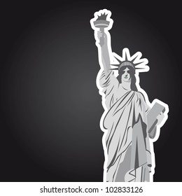 statue of liberty with space for copy over black background. vector