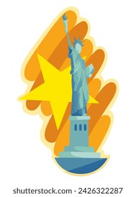 Statue of Liberty sticker. New York landmark. American symbol. Vector silhouette