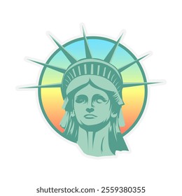 Statue Of Liberty statue Stickers Patch badge emblem logo Vector Illustration