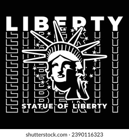 Statue of Liberty Stylized Minimalist Black and White Outline Vector