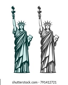 Statue of liberty. Symbol of New York or USA. Vector illustration