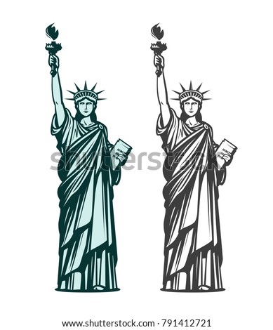 Statue of liberty. Symbol of New York or USA. Vector illustration