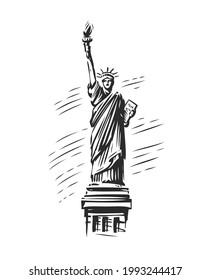 Statue of Liberty symbol. USA, New York emblem. Vector illustration