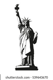 Statue Liberty  Symbols America  vector illustration 