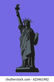 Statue of Liberty, Symbols of America, vector illustration.