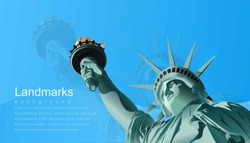 Statue Of Liberty, Symbols Of America, What A Beautiful World ,illustration; Vector