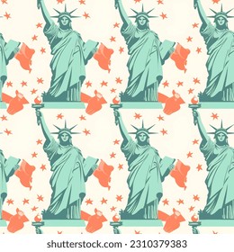 Statue of liberty texture seamless pattern.