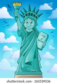 Imagen de tema 3 de la Estatua de la Libertad - ilustración vectorial eps10.