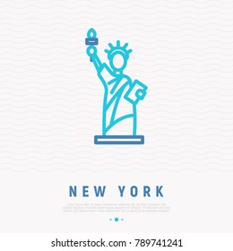 Statue of Liberty thin line icon. Modern vector illustration of american landmark.