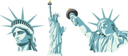 Statue Of Liberty. Three Angles. Face And Full Size