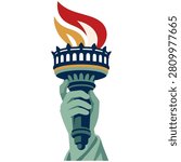 Statue of Liberty torch illustration representing freedom democracy and American heritage